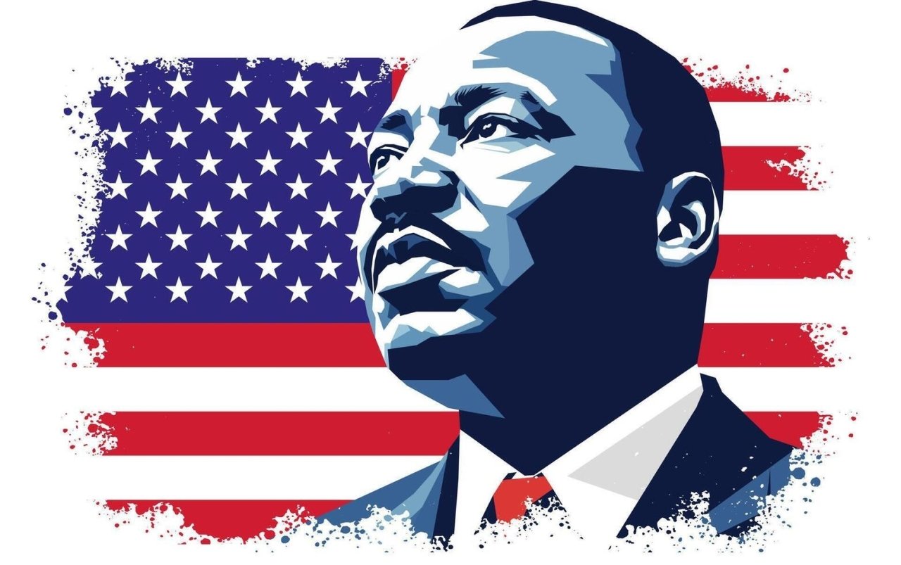 martin-luther-king-jr-tribute-with-american-flag-free-vector